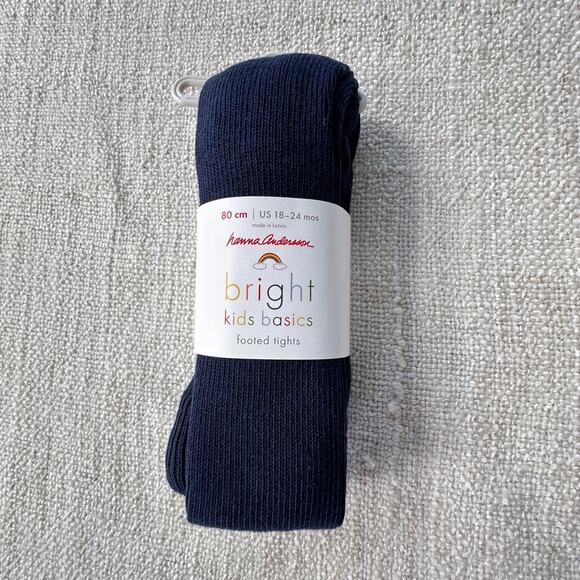 NWT Hanna Andersson Ribbed Navy Blue Tights 18-24mo - Picture 1 of 3